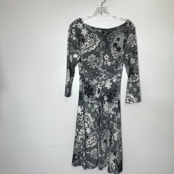 Women's NWT B.Moss Black Lace Print Dress Whimsigoth Witchcore 90s Large - Picture 7 of 8